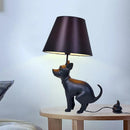 Axyaa Resin Dog Floor Lamp with Fabric Shade - Artistic LED Lighting for Living Room