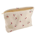 Cherry Printed Corduroy Makeup Bag Large Capacity for Axyaa Brand