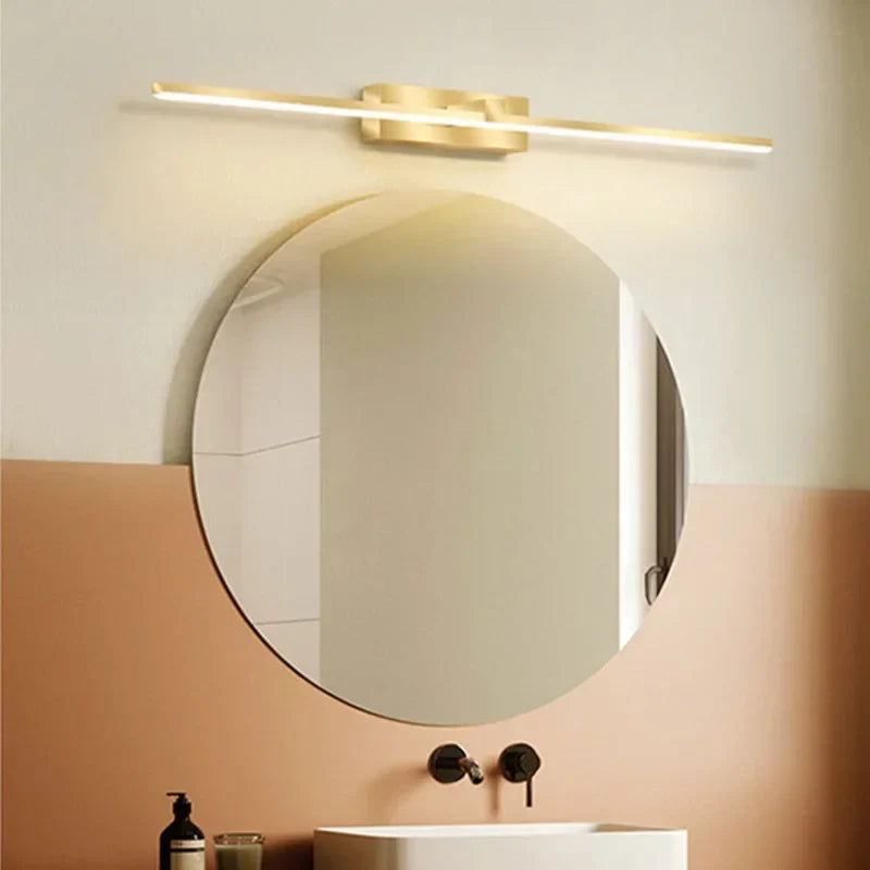 Axya Golden LED Wall Lamp for Bathroom & Bedroom Mirror, Modern Living Room Sconce