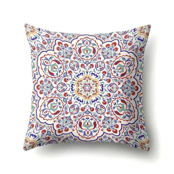 Abstract Geometric Bohemian Pillowcase in Colorful Exotic Style by Axyaa