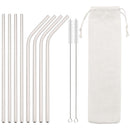 Axyaa Stainless Steel Drinking Straws Set - 8pcs Reusable Straws with Brush & Bag