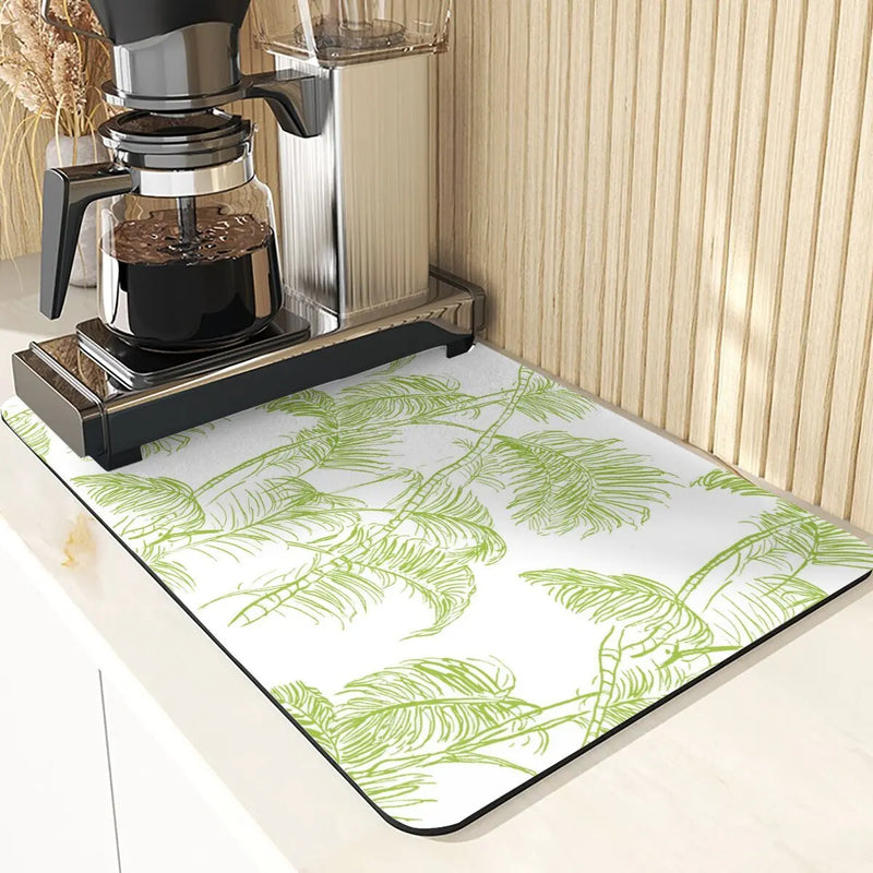 Axyaa Silicone Dish Mat, Flowers Pattern Absorbent Drying Mat for Kitchen Essentials