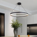 Axyaa Black Circle LED Chandelier Dimmable Pendant Light for Modern Home Decor