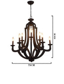Axyaa 9-Light Wood Farmhouse Chandelier: Rustic Ceiling Hanging Lamp for Dining Room