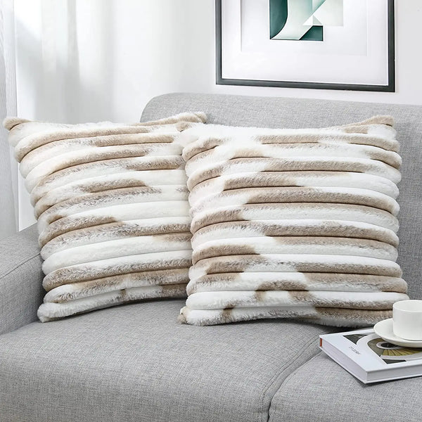 Axyaa Plush Coffee Pillowcase 45X45cm Super Soft Winter Essential for Living Room Sofa