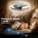 Axyaa 6-Speed Ceiling Fan with LED Light, 3-Color Wind, Home Decoration