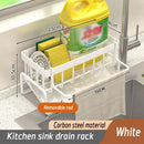 Axyaa Stainless Steel Sink Shelf Sponge Storage Faucet Holder with Hooks