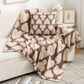 Axyaa Deer Plush Geometric Knitted Jacquard Blanket - Soft & Cozy Office Nap Blanket