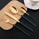 Axyaa 24-Piece Stainless Steel Gold Dinnerware Set with Cutlery & Utensils