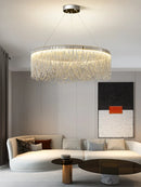Axyaa Modern Tassel Chandelier Silver Round Light Fixture