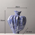 Axyaa Blue White Ceramic Irregular Shape Vase for Plant Flower Arrangement Aesthetic Decor