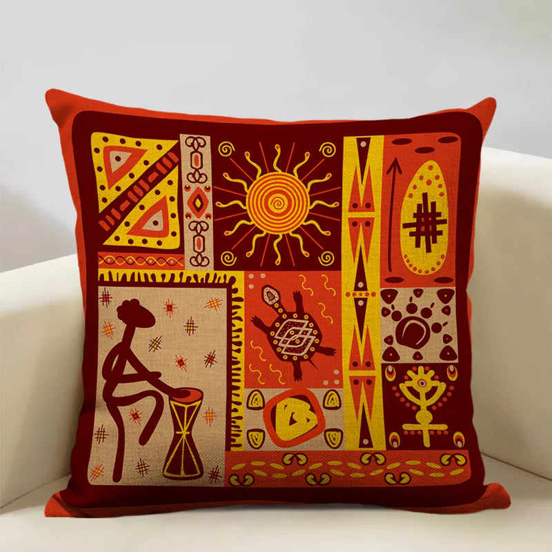 Axyaa African Dance Oil Painting Cushion Cover 45x45cm for Home Living Room Decor