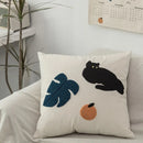 Axyaa Embroidered Cat Pillowcase for Sofa Home Decor and Living Room Cushions