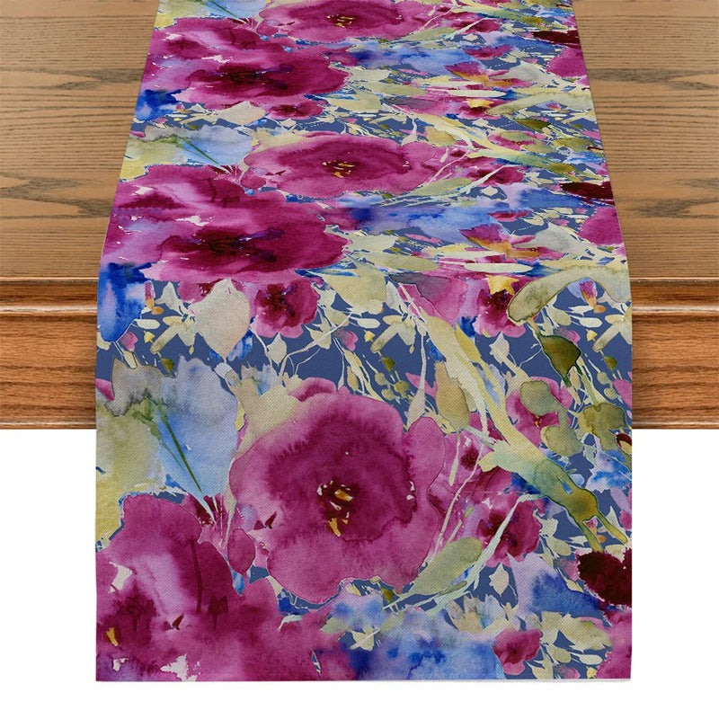 Axyaa Abstract Floral Table Runner for Kitchen Dining Party Decor