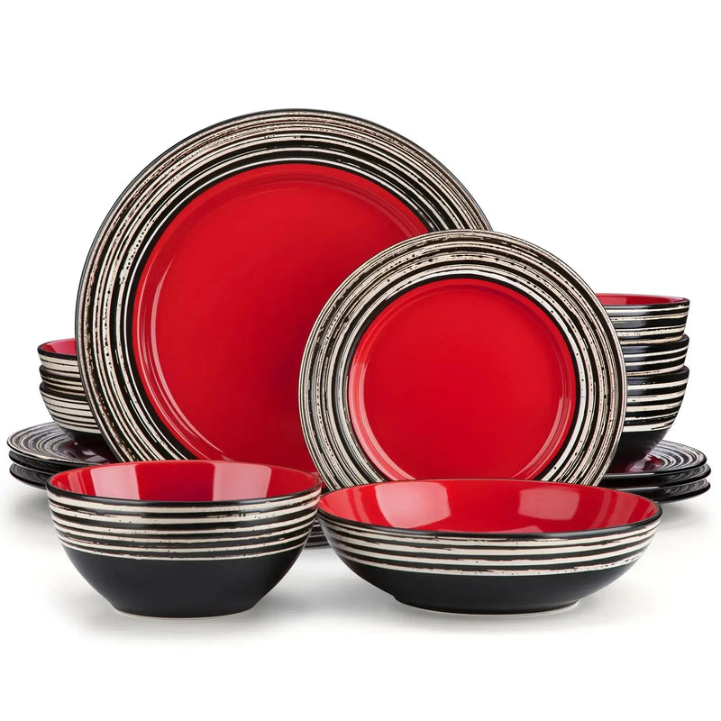 Axya Arbore Stoneware Dinnerware Set for 4/8 Person, 3 Colors, 32 Pieces.