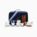 Axya Chinese Jade Ceramic Travel Kung Fu Tea Set with Teapot, Teacups & Bowl Cover