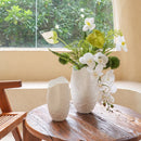 Axyaa White French Relief Vase: Elegant Home Decor for Living Room and Foyer
