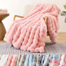 Axyaa Rabbit Fleece Blanket: Soft Solid Color Faux Fur Plush Throw for Home & Travel