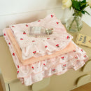 Axyaa Pink Tulip Duvet Set with Flat Sheet & Pillowcase Washed Cotton Queen Twin Full