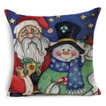 Axyaa Christmas Santa Snowman Pillowcase - Linen Cushion Cover 18*18 inch