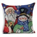 Axyaa Christmas Santa Snowman Pillowcase - Linen Cushion Cover 18*18 inch