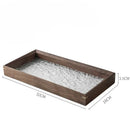Axyaa Begonia Glass Tray: Walnut Wooden Tea Tray for Storage and Display
