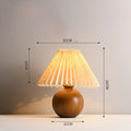 Axyaa Vintage Wooden Table Lamp Nordic Pleated Bedroom Bedside Desk Reading Light