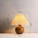 Axyaa Vintage Wooden Table Lamp Nordic Pleated Bedroom Bedside Desk Reading Light
