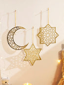 Acrylic Ramadan Hanging Ornaments by Axyaa - Eid Mubarak Decor, Gold Moon Crafts