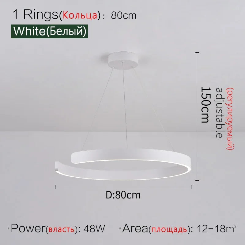 Axyaa Circular C-shaped Pendant Light for Modern Living Room & Dining Room