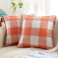 Axyaa Plush Check Throw Pillow Covers Set of 2 Cream White
