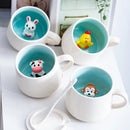 Axyaa Cute Animal Ceramic 3D Mug - Coffee Tea Breakfast Cup Gift
