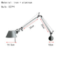 Axyaa Modern Silver Black Wall Lamp, Rotatable, E27 Bulb, Switch, Bedroom Study Sconce