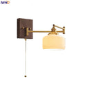 Axyaa Wood Swing Arm LED Wall Light - Rotatable Bedside Lamp