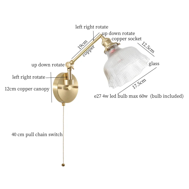 Axyaa Clear Glass LED Wall Sconce with Switch - Nordic Minimalism Wand Lampen