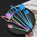 Axyaa 24Pcs Stainless Steel Flatware Set: Matte Knife Fork Spoon Teaspoon for Dining & Kitchen