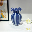 Axyaa Striped Glass Vase with Wavy Edge - Vintage Floral Arrangement Accessories