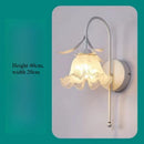Axyaa French Cream Orchid Iron Wall Lamp - Retro Glass Bedhead Sconce Light