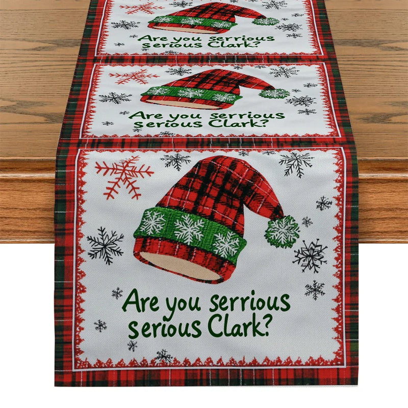 Axyaa Christmas Santa Hat Table Runner - Festive Kitchen Decor for Holiday Parties