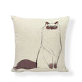 Axyaa Striped Cat Print Pillowcase for Living Room Sofa Office Chair