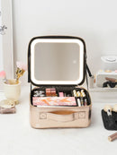 Axyaa LED Travel Makeup Bag with Adjustable Mirror & DIY Dividers