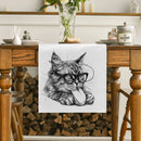 Axyaa Cat Glasses Mouse Pencil Drawing Table Runner