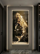 Axyaa LED Whale Mural Lamp: Modern Luxury Home Wall Art Vertical Light