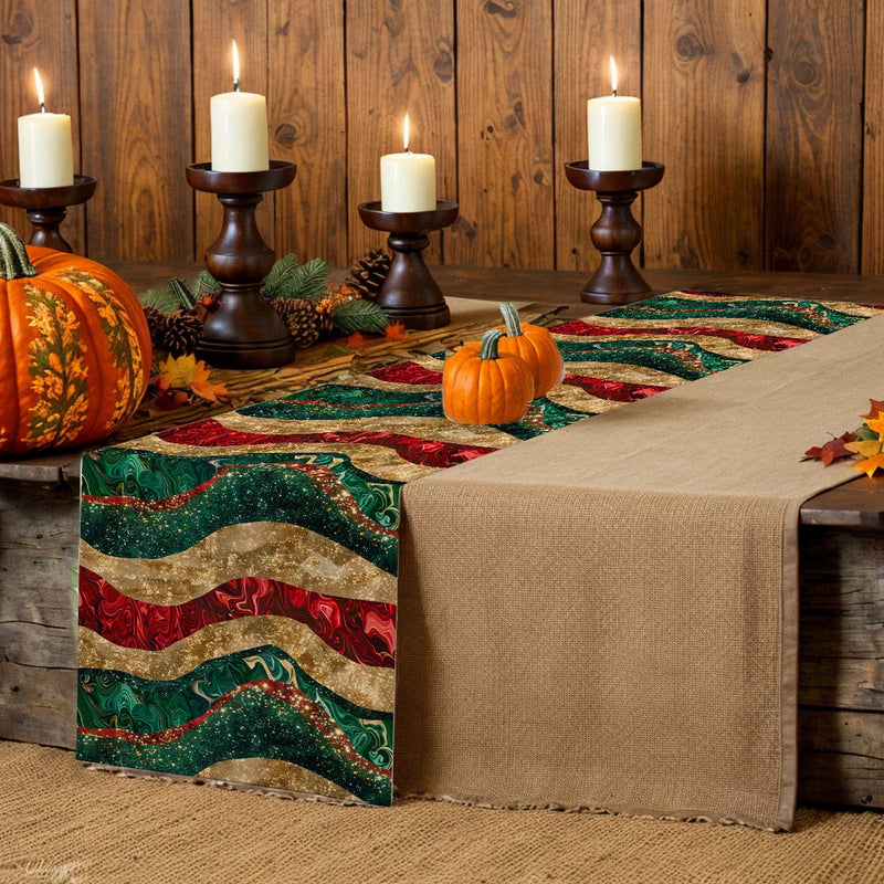 Axyaa Christmas Scales Table Runner - Farmhouse Dining Decorations for Party Tables