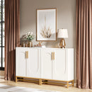 Axyaa Modern White Sideboard Buffet Cabinet with 4 Doors and Adjustable Shelves