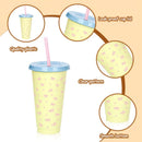 Axyaa Bow Design Reusable Plastic Water Cup with Straw Lid - Portable Drinkware Mug