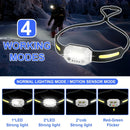Axya Motion Sensor LED Headlamp with Red Green Warning Lights Waterproof Head Lamp
