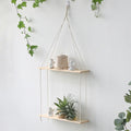 Wooden Macrame Display Stand Shelf for Home Decor by Axyaa