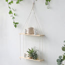 Wooden Macrame Display Stand Shelf for Home Decor by Axyaa