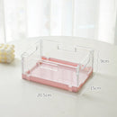 Axyaa Foldable Desk Pet Organizer with Transparent Large Capacity for Cosmetics and Stationery
